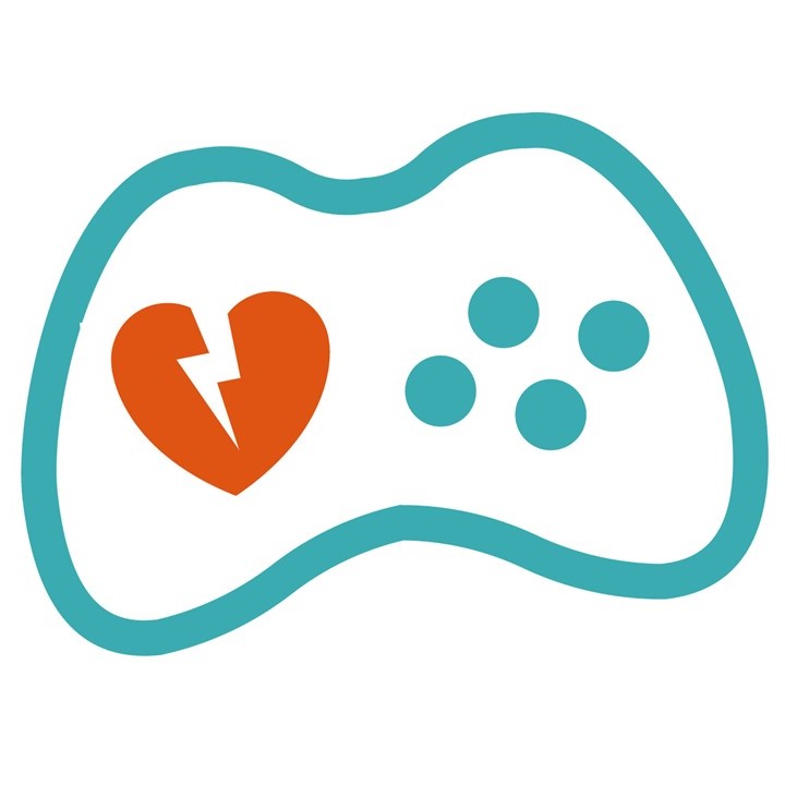 Game controller logo with heart and buttons